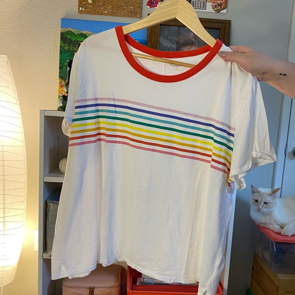 Old Navy tee, multi-color stripe, NEW w/o tags